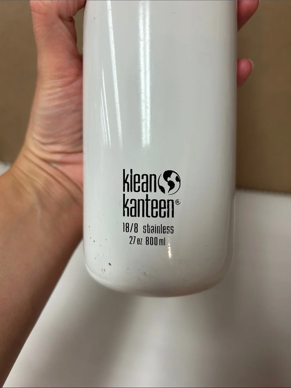 Klean Kanteen White Water Bottle with Black Sport Cap